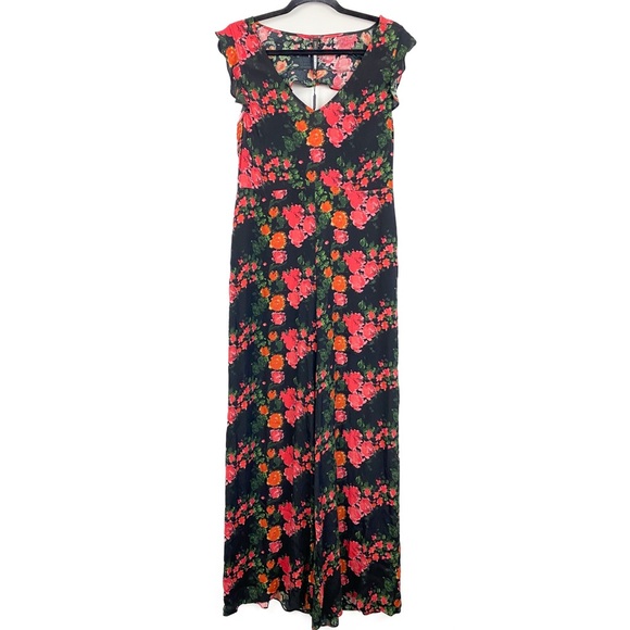 NWT Anthropologie Plenty Tracy Reese Lauretta Floral Wide Leg Jumpsuit Black - M - Picture 3 of 13